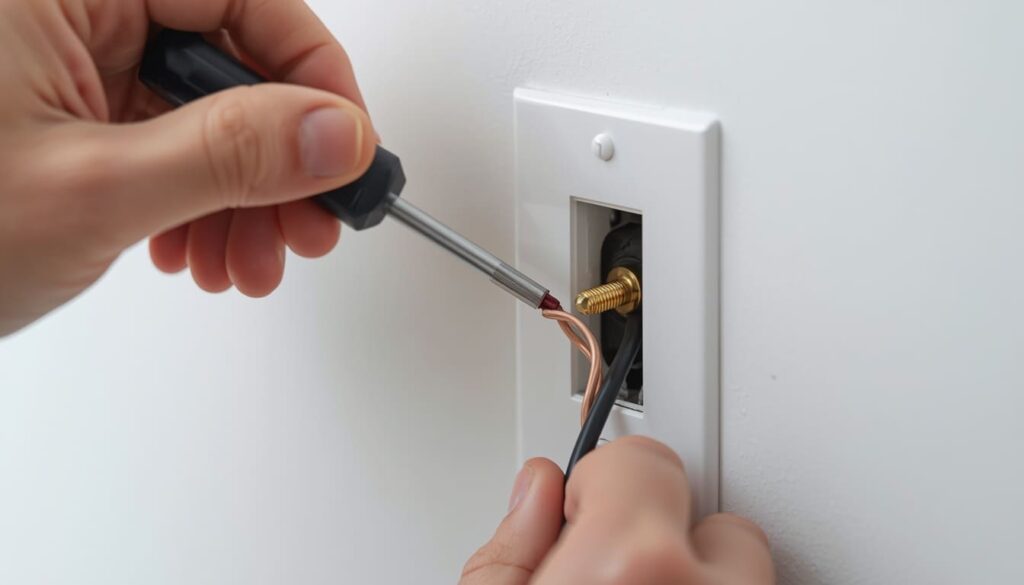 Connecting a black hot wire to the brass terminal screw on a new light switch
